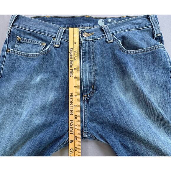 Carhartt Men's 34x36 Relaxed Straight Fit Denim Blue Jeans Pants WTD - Picture 8 of 11